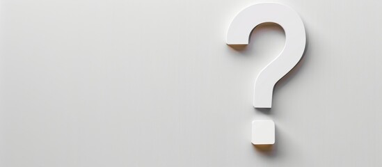 Design of question mark with blank space on white backdrop.