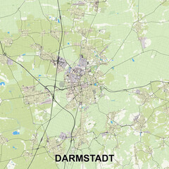 Darmstadt, Germany map poster art