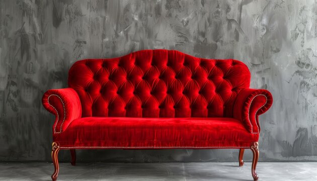 Vintage dark red sofa fabric texture ideal for retro design enthusiasts and interior decor
