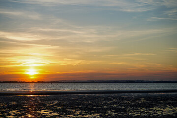 Sunset over a beach in the south of England