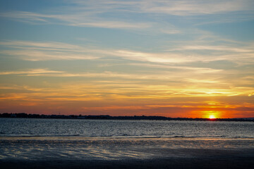 Sunset over a beach in the south of England