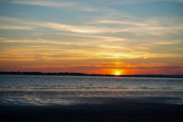Sunset over a beach in the south of England