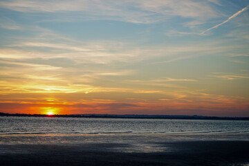Sunset over a beach in the south of England