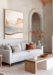 Modern Living Room with Neutral Tones and Minimalist Decor in Natural Light