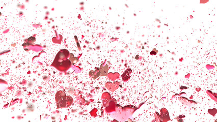 Naklejka premium Falling red and pink hearts isolated on transparent background. Valentine’s day design