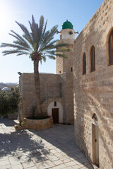 Nebo Musa, mosque and old caravanserai. Prophet Moses burial site in Judean desert.