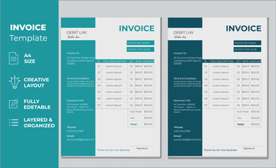 Business invoice form template. Invoicing quotes, money bills or price invoices and payment agreement design templates. 