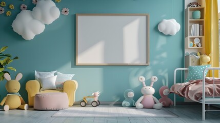 Whimsical and Cozy Kid s Room with Playful Mockup Frame and Touches