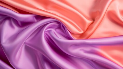 Fototapeta premium Detailed close-up of sumptuous silk fabric, draped gracefully to display its fine texture and brilliant sheen, vibrant colors stand out, minimal background