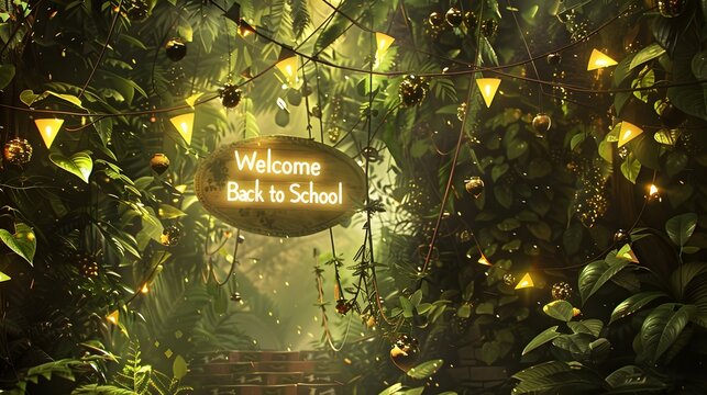 welcome template banners with abstract  written with the welcome back to the school in the middle of the background abstract written in the middle of clouds 
