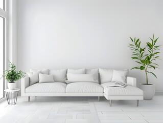 Bright and Airy Minimal Decor Living Room Mockup with 3D Render