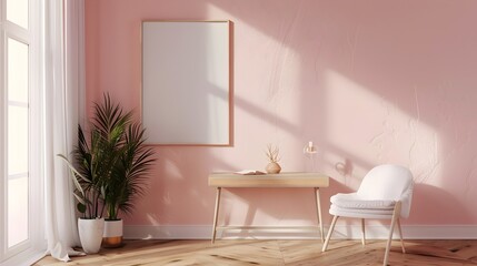 Bright and Organized Teen Study Space with Minimalist Frame Mockup