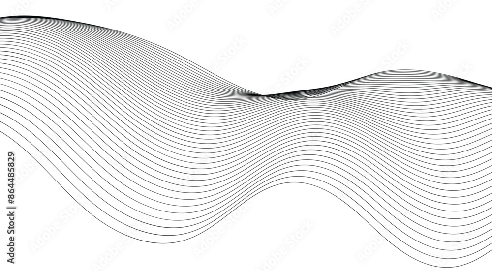 Poster curved wavy lines tech futuristic motion background. abstract wave element for design. wave with lin