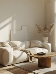 Cozy and Inviting Living Room with Minimal Decor and Warm Lighting