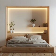 Cozy and Inviting Modern Bedroom with Natural Lighting and Wooden Accents