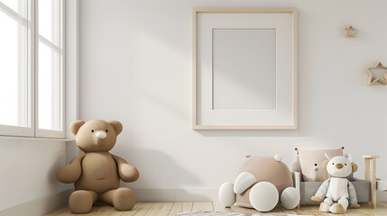 Cozy and Modern Children s Room with Framed Mockup and Minimalist Furniture