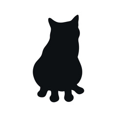 Obraz premium Sitting cat silhouette isolated on white background. Feline shadow. Vector illustration