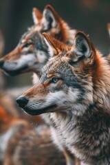 Fototapeta premium close-up of wolves. Selective focus