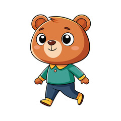 Cartoon cute little bear walking vector