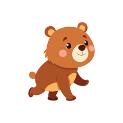 Fototapeta premium Cartoon cute little bear walking vector