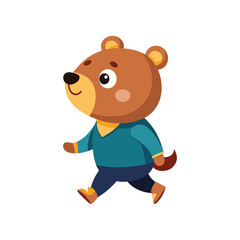 Cartoon cute little bear walking vector
