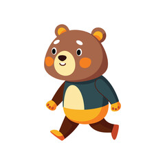 Cartoon cute little bear walking vector
