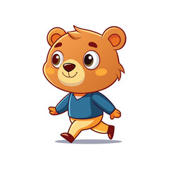 Cartoon cute little bear walking vector