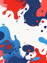 Fototapeta premium Abstract background with vibrant red, white, and blue paint splashes. Perfect for patriotic holidays, modern art projects, and digital designs.