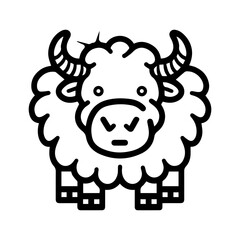 yak icon or modern line symbol. Vector line art and icon design with bold outline. Black and white Pixel Perfect minimalistic symbol isolated white background. Silhouette simple thin sign