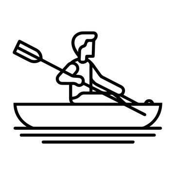 recommend clip art: rowing icon or modern line symbol. Vector line art and icon design with bold outline. Black and white Pixel Perfect minimalistic symbol isolated white background. Silhouette simple thin sign