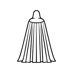 cape icon or modern line symbol. Vector line art and icon design with bold outline. Black and white Pixel Perfect minimalistic symbol isolated white background. Silhouette simple thin sign