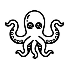 octopus icon or modern line symbol. Vector line art and icon design with bold outline. Black and white Pixel Perfect minimalistic symbol isolated white background. Silhouette simple thin sign