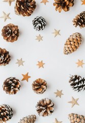 Festive pine cone and star decorations