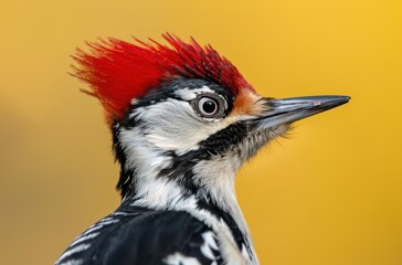 Fototapeta premium Vibrant woodpecker with striking red crest