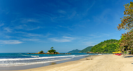 Bonete tropical beach, one of the most famous and sought after on the island of Ilhabela on the coast of Sao Paulo
