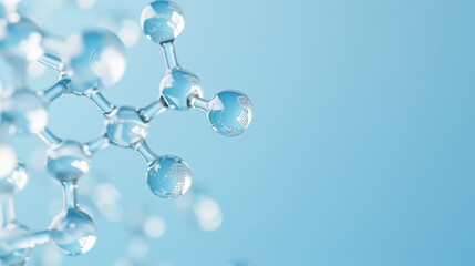 Molecular diagram with metallic spheres connected by lines, set on a blue background, symbolizing chemical structures and scientific study