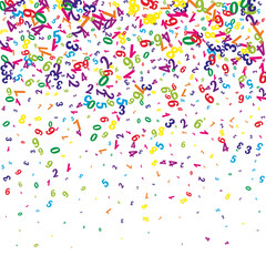 Falling colorful numbers. Math study concept with