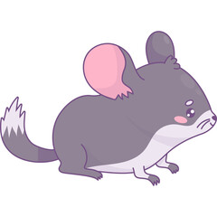 Funny chinchilla. Cartoon kawaii animal rodent 