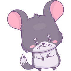 Cute chinchilla. Cartoon kawaii animal rodent character