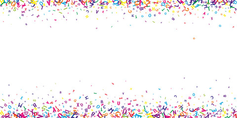 Falling letters of English language. Colorful