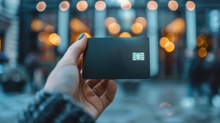 A hand holds a bank card