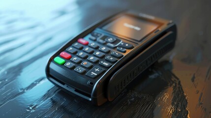 Obraz premium Hand of a bank card holder pays a bill in a cafe using a credit card.
