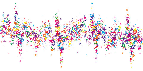 Falling letters of English language. Colorful