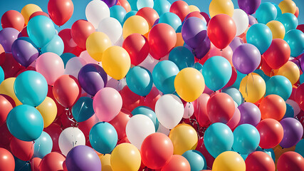 a collection of colorful balloons in different shapes and sizes.
