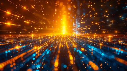 Fototapeta premium Abstract background with bright lights and a city.