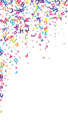 Falling letters of English language. Colorful