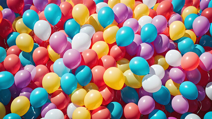 a collection of colorful balloons in different shapes and sizes.