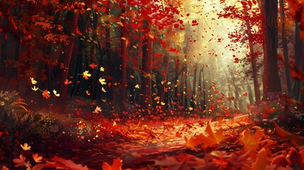 Naklejka premium Colorful Parks: A Walk Through the Autumn Landscape