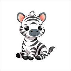 Cartoon cute baby zebra sitting vector