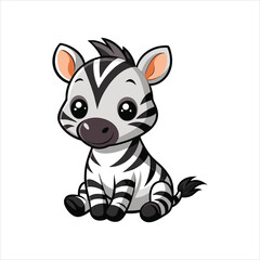 Cartoon cute baby zebra sitting vector